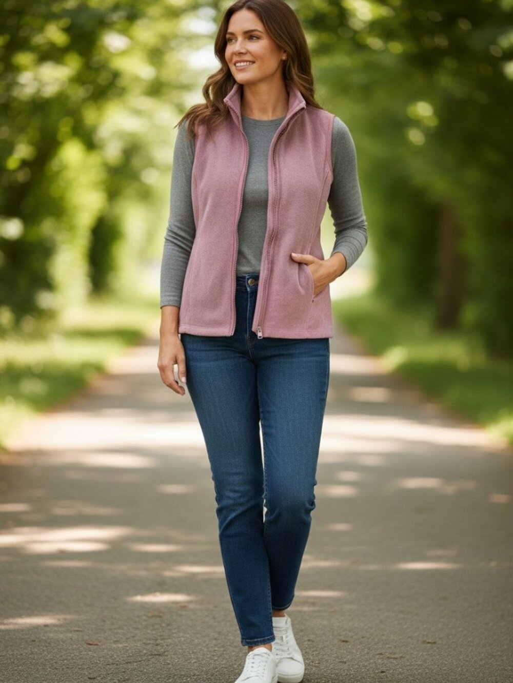 Van Heusen Mauve Fleece Zip-Front Vest